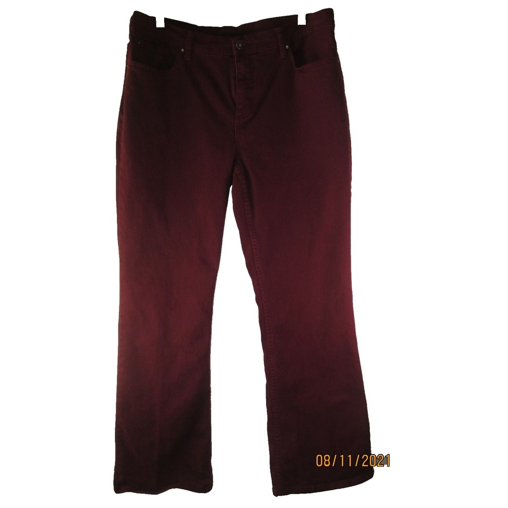 Denim & Co. "How Modern" Regular Wine 5-Pocket Boot Cut Jeans Womens Size 14